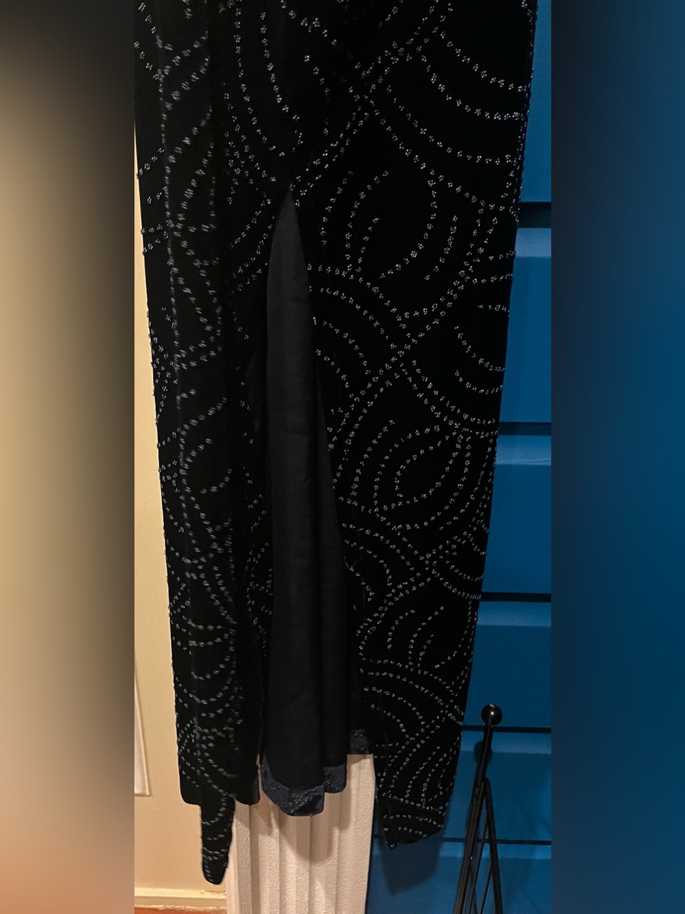 Bari-Jay Formal Gown Ladies Size 13-14 Dark Blue Beaded - Picture 5 of 10